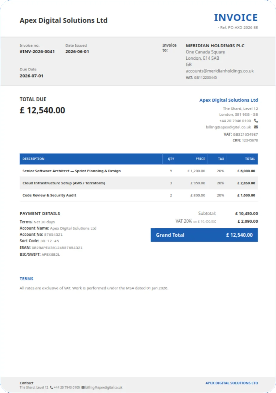 An InvoiceStamp invoice PDF