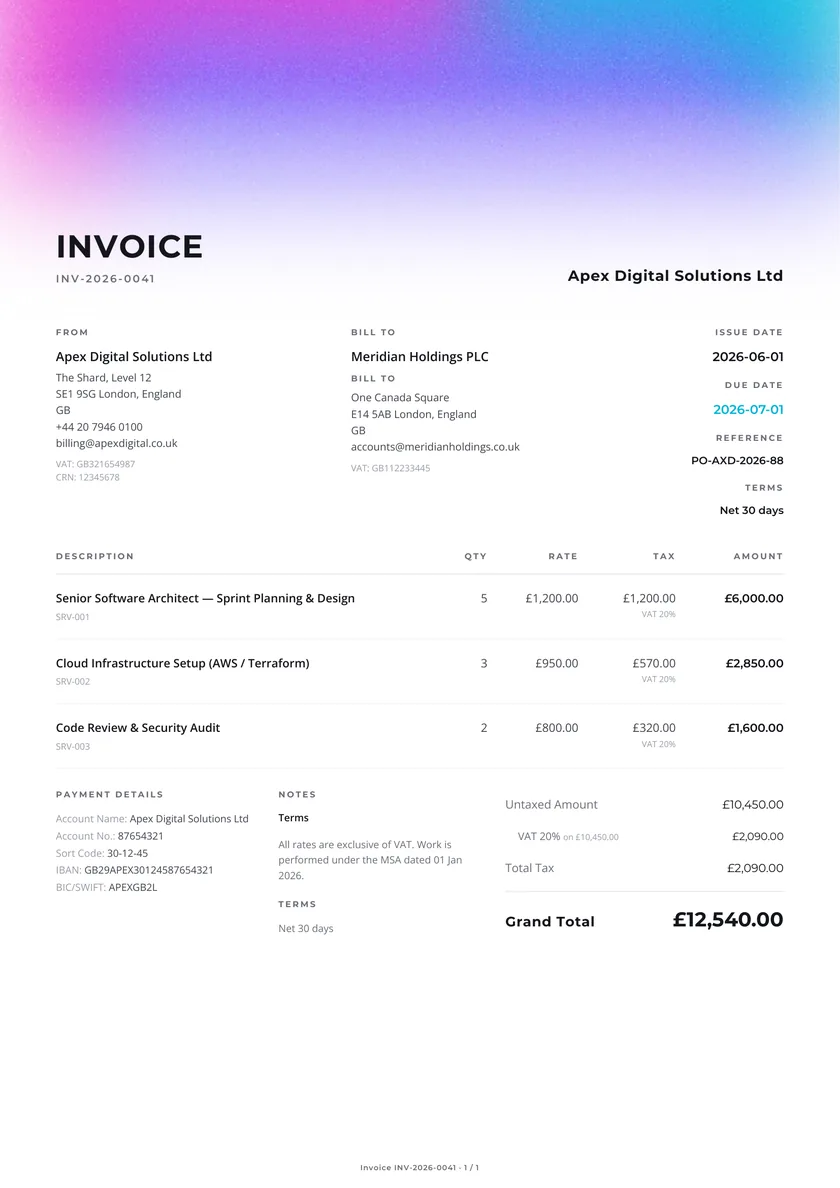 Borealis invoice template