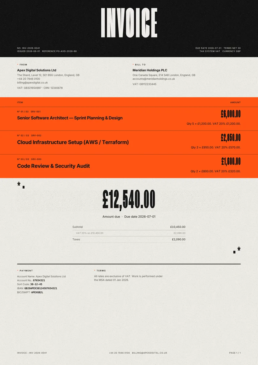 Costly invoice template