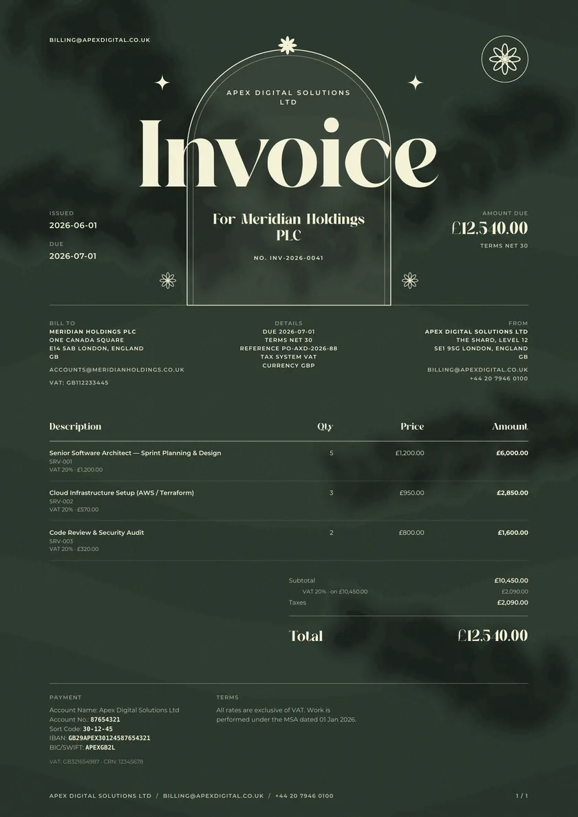 Verdure invoice template