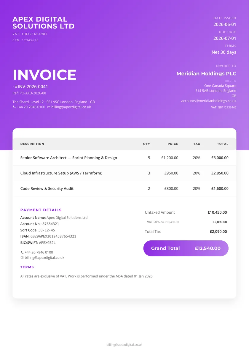 Violet invoice template